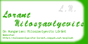 lorant miloszavlyevits business card